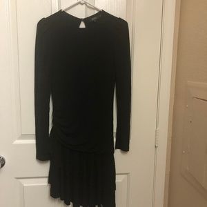 Black ruched dropwaist mini dress